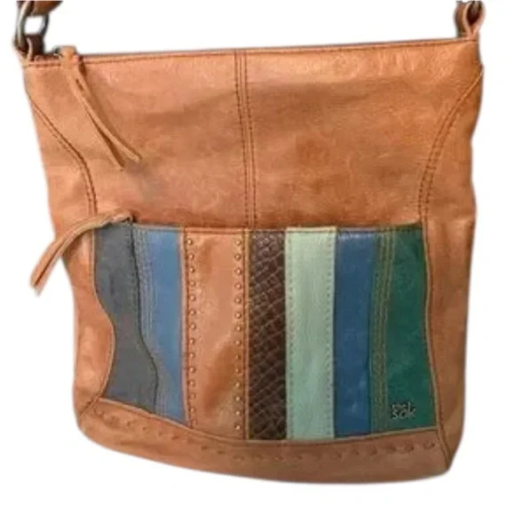 The Sak Multicolor Leather Shoulder Crossbody Bag Distressed Boho patchwork - Picture 10 of 10